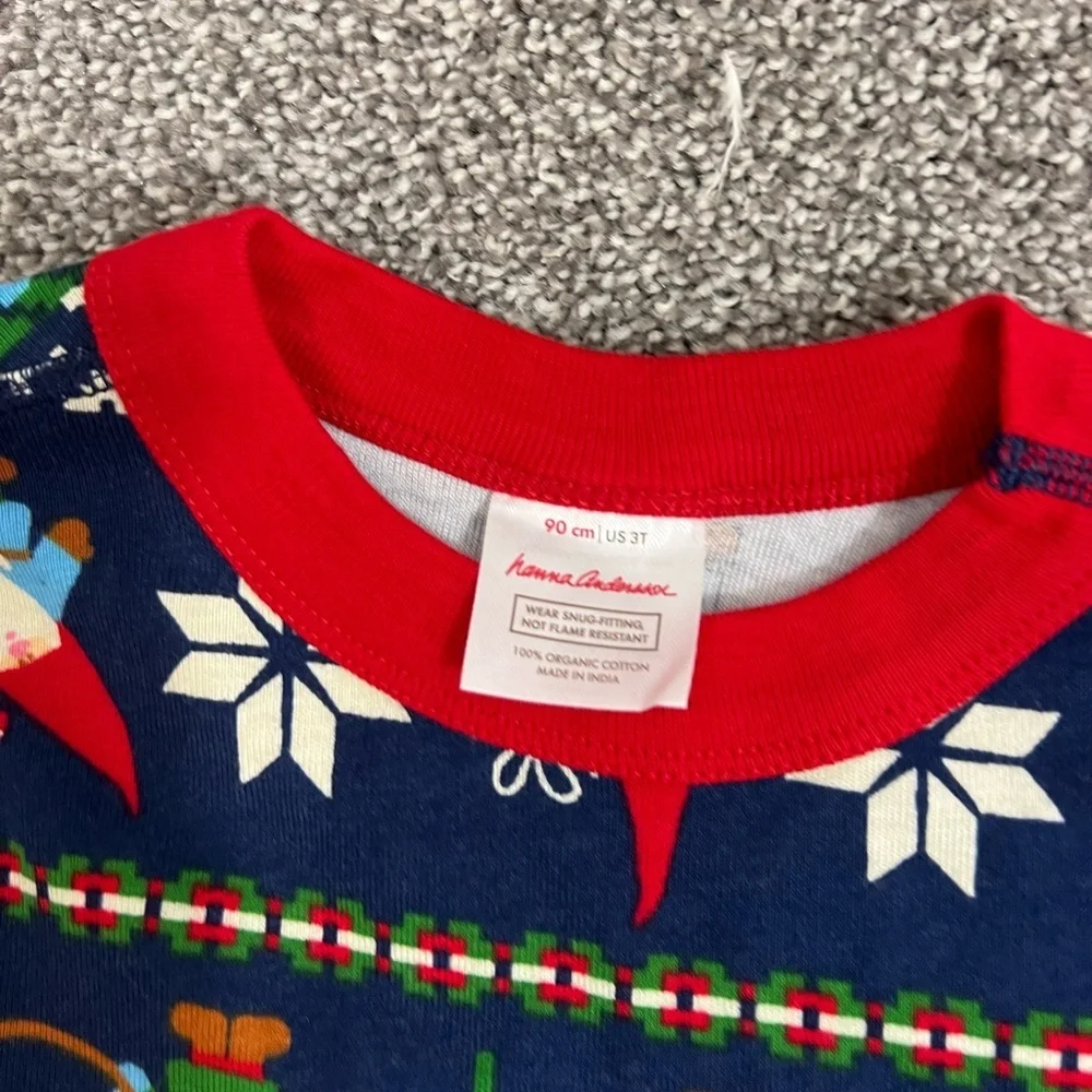 Hanna Andersson Organic Cotton Long John Festive Kids Pajamas NEW  size 3T
